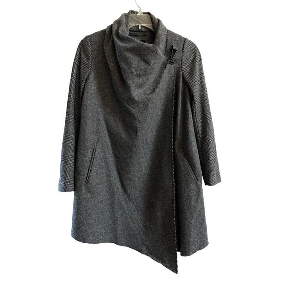 allsaints check monument wool  coat sz us 4 gray check houndstooth italian cloth - Picture 1 of 17